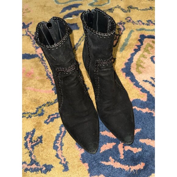 $850 Alexandre Birman Women's Black Benta Embroidered Ankle Bootie Boot sz 37.5 - Picture 3 of 14